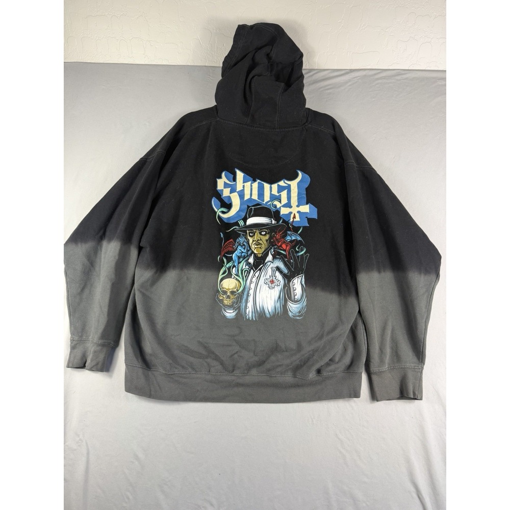 Ghost two toned grey/black pullover concert hoodie, back graphic, men's xxl